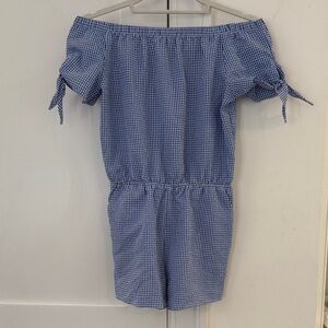 love...ady Blue and White Gingham Romper